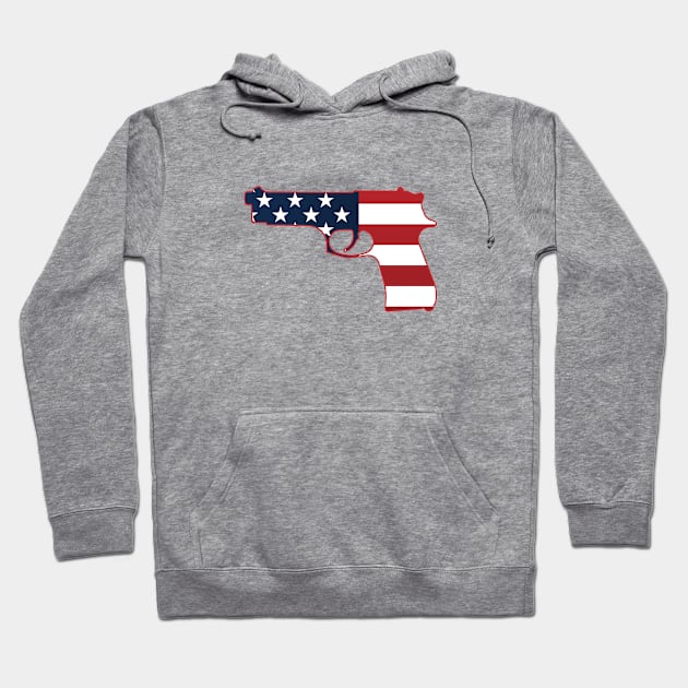 Semi-automatic Stars & Stripes Handgun Silhouette Hoodie by hobrath